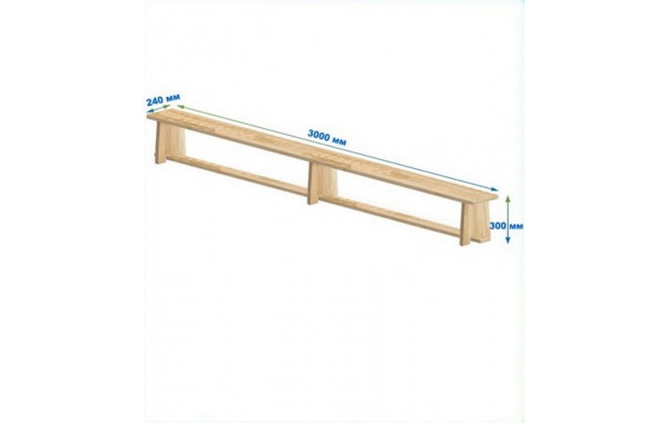 Скамейка гимнастическая 3000мм (щит.сосна) ножки дерево Dinamika 600_380