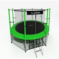 Батут i-Jump Classic 14FT 427 см с нижней сетью и лестницей зеленый