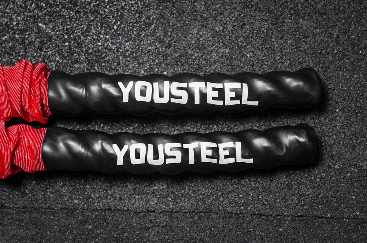 Канат тренировочный YouSteel нейлон, в чехле, D38мм, длина 15 м, красный 1200_795