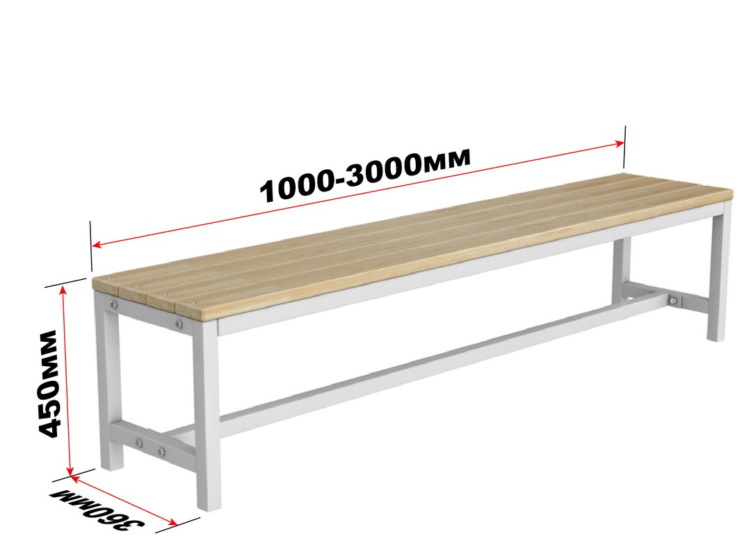 Скамейка для раздевалки без спинки разборная, 250см Glav 10.7000-2500 1067_800