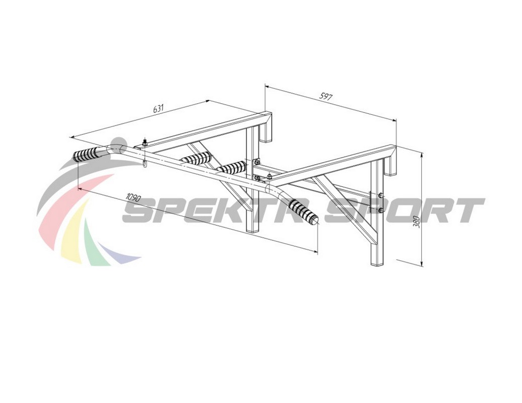 Турник навесной на гимнастическую стенку Spektr Sport Джет 2, серый 1036_800