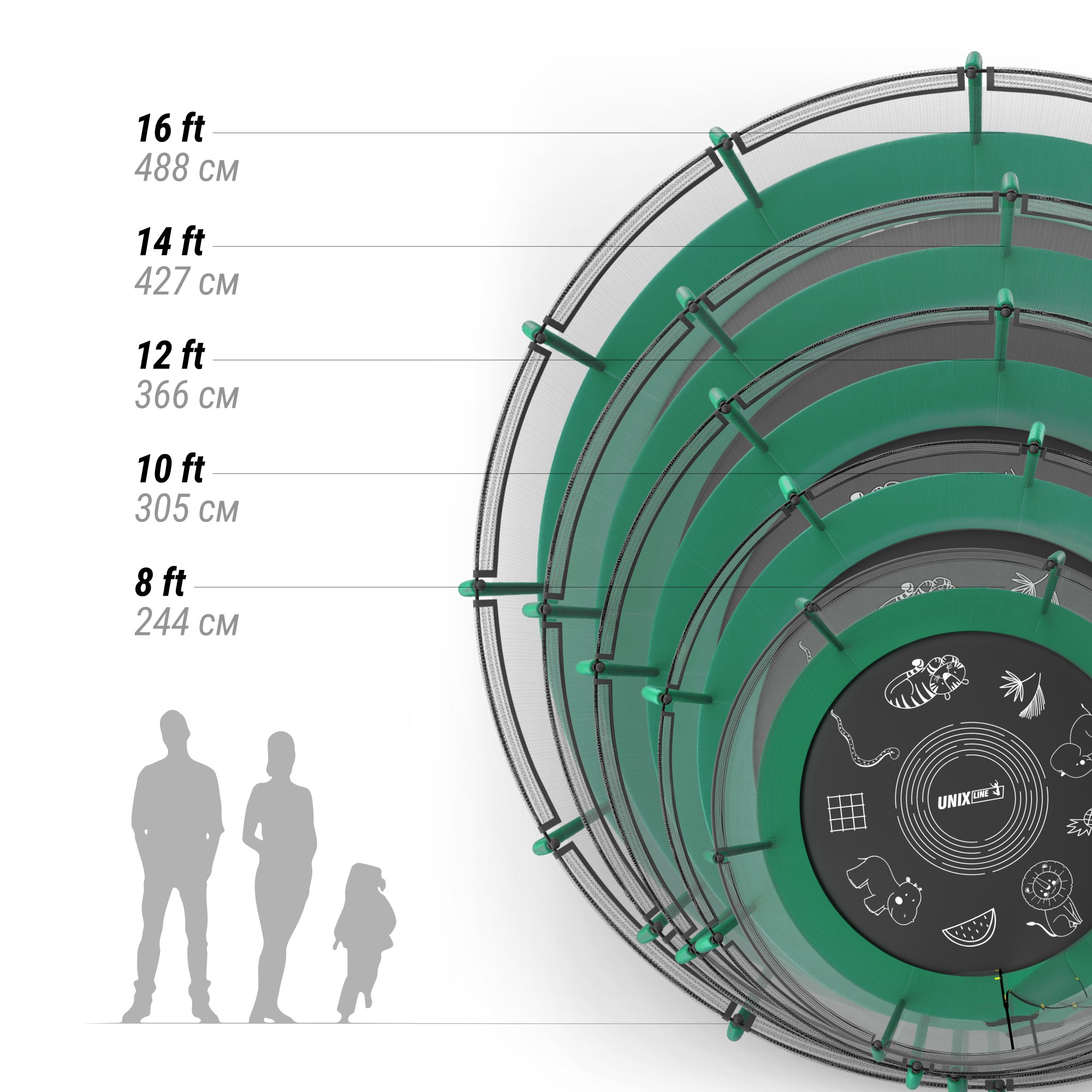 Батут Unix Line Supreme Game 16FT 488 см (green) 2000_2000