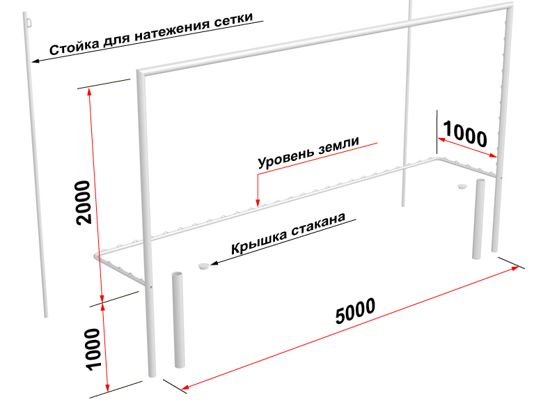 Ворота футбольные стационарные 2х5м Glav 15.105 шт 800_600